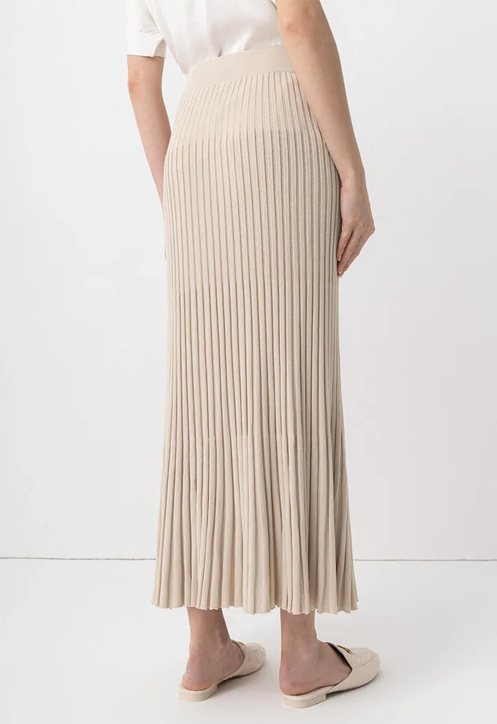 Choice Solid Pleated Textured Knitted Skirt Stone