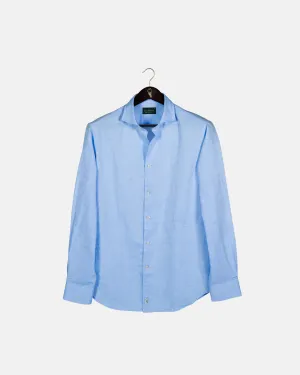 Classic Light Blue Linen-Blend Shirt