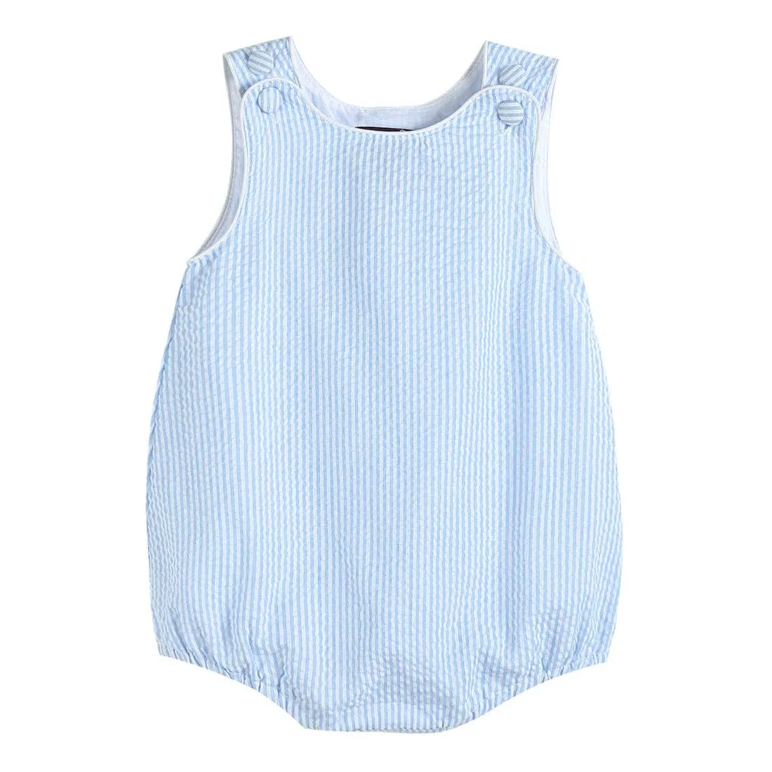 Classic Light Blue Seersucker Bubble Romper