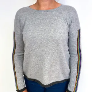 Cocoa Smoke Grey Rainbow Cashmere Crew Neck Jumper Large