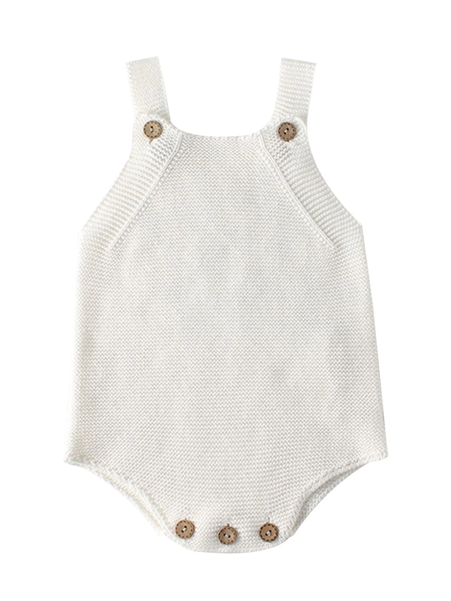 Comfortable White Crochet Cotton Jumpsuit Baby Sleeveless Suspender Knitted Romper