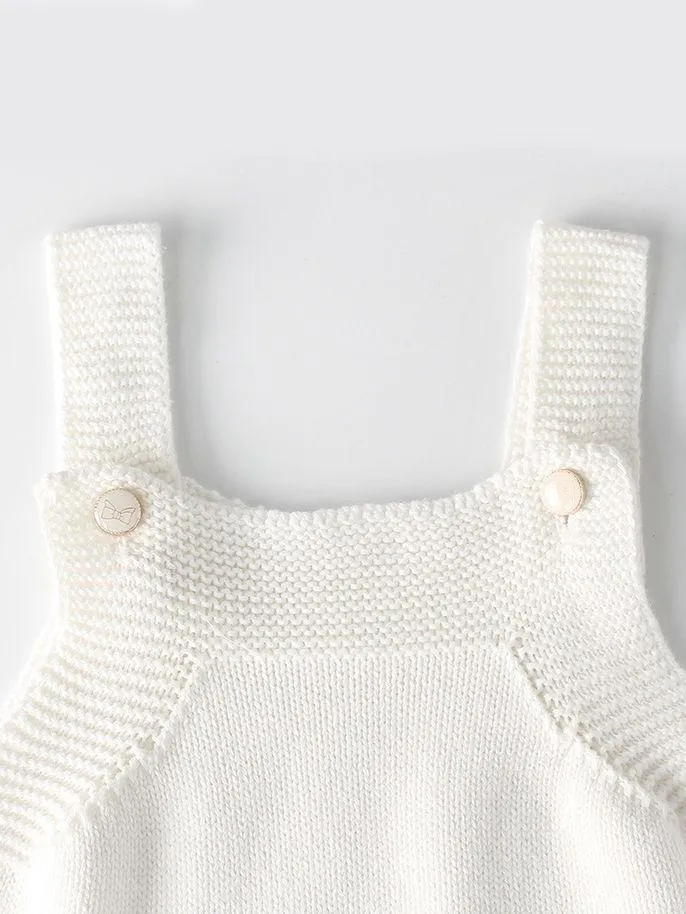 Comfortable White Crochet Cotton Jumpsuit Baby Sleeveless Suspender Knitted Romper