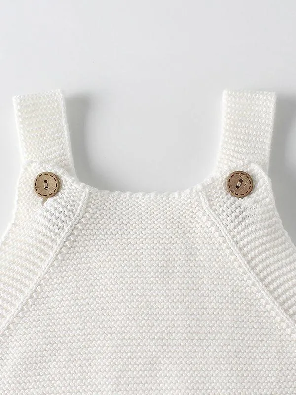 Comfortable White Crochet Cotton Jumpsuit Baby Sleeveless Suspender Knitted Romper