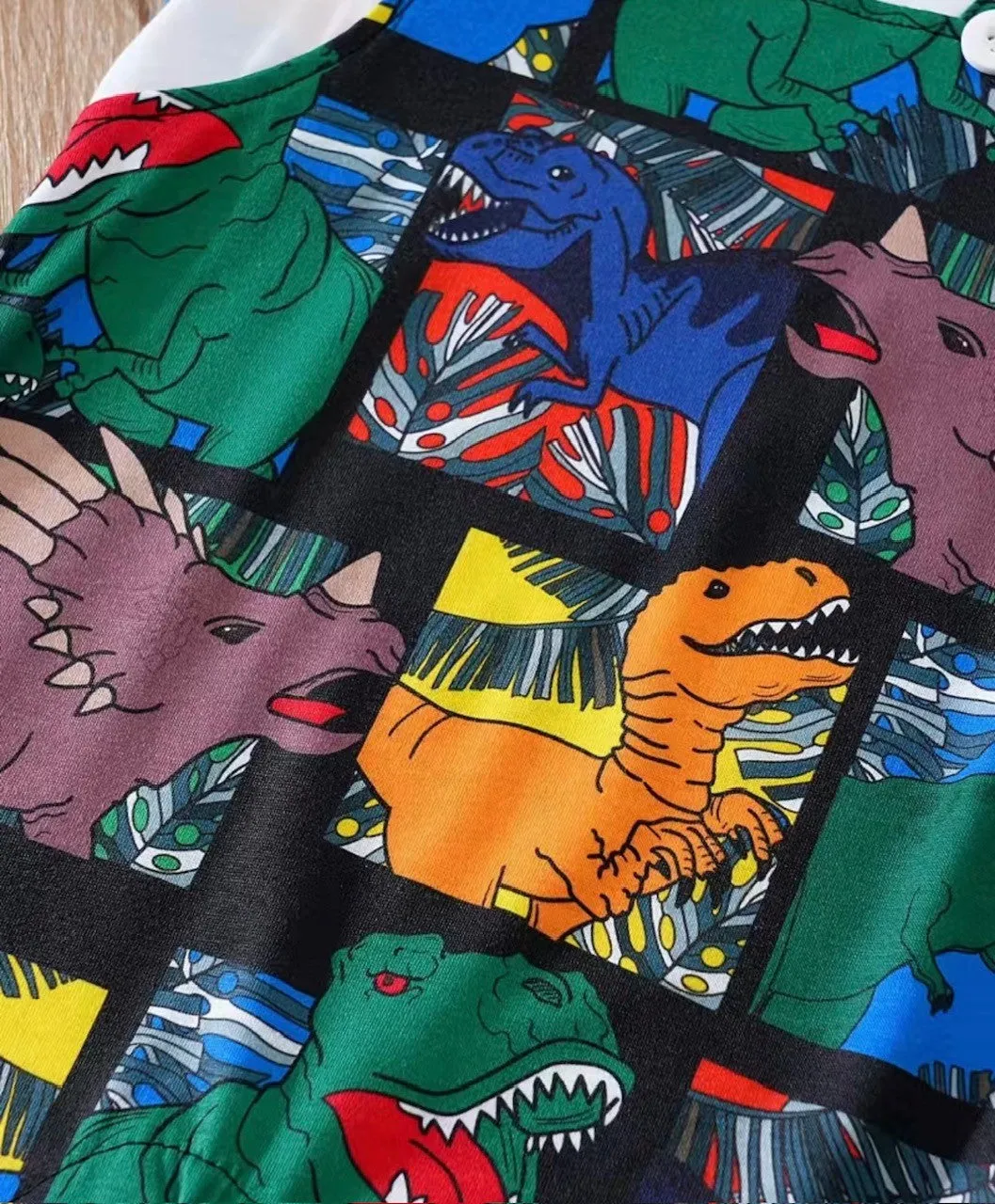 Comic Dinosaur short sleeve Romper