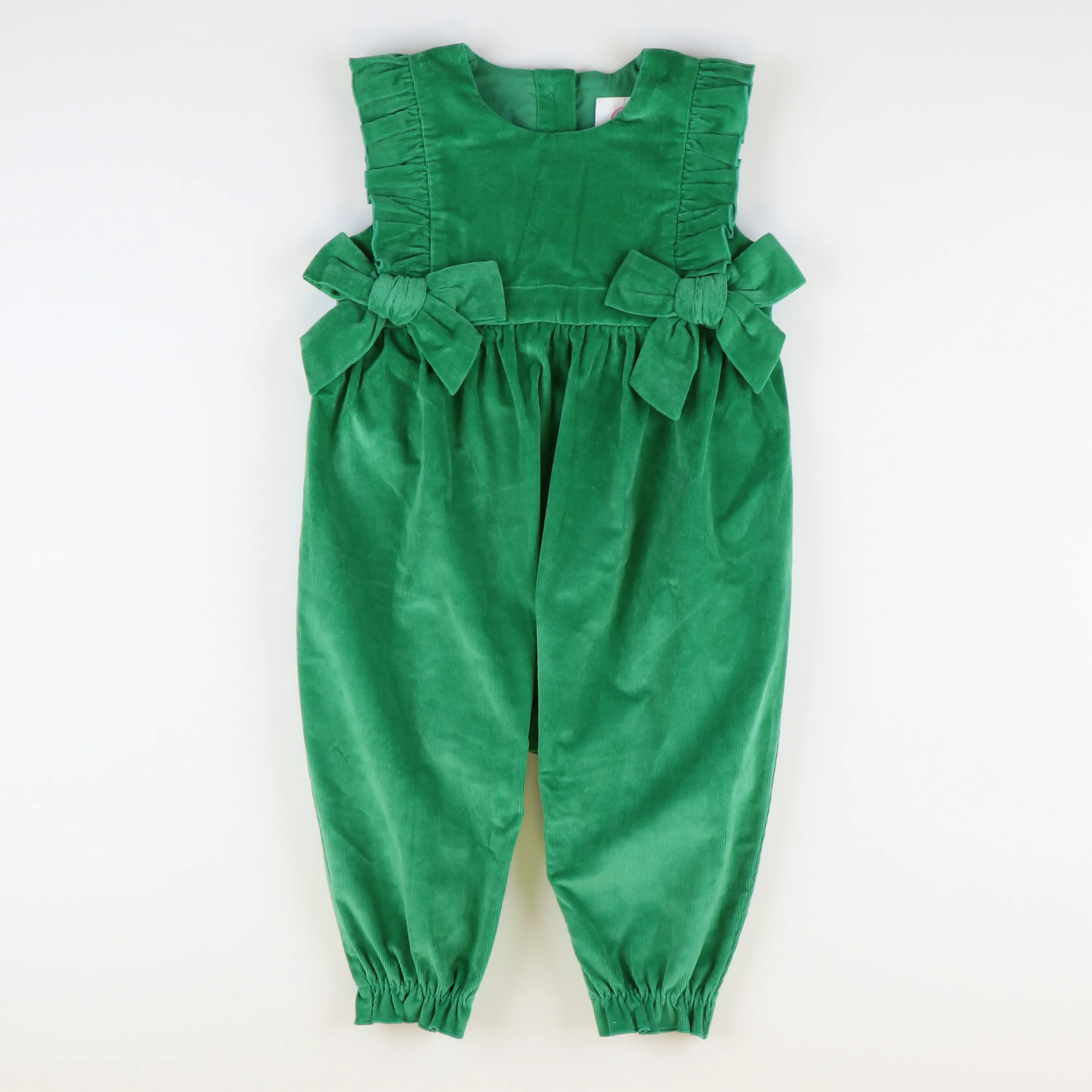 Corduroy Girl Long Romper - Christmas Green