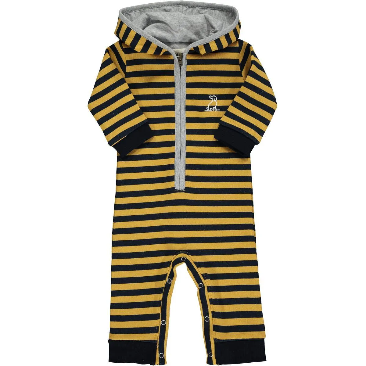 Cotton Hooded Romper | Blaine Mustard Stripe | Me and Henry