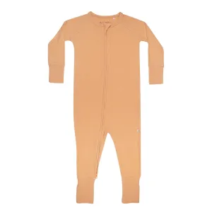 Creamsicle Small Ribbed Zip Romper