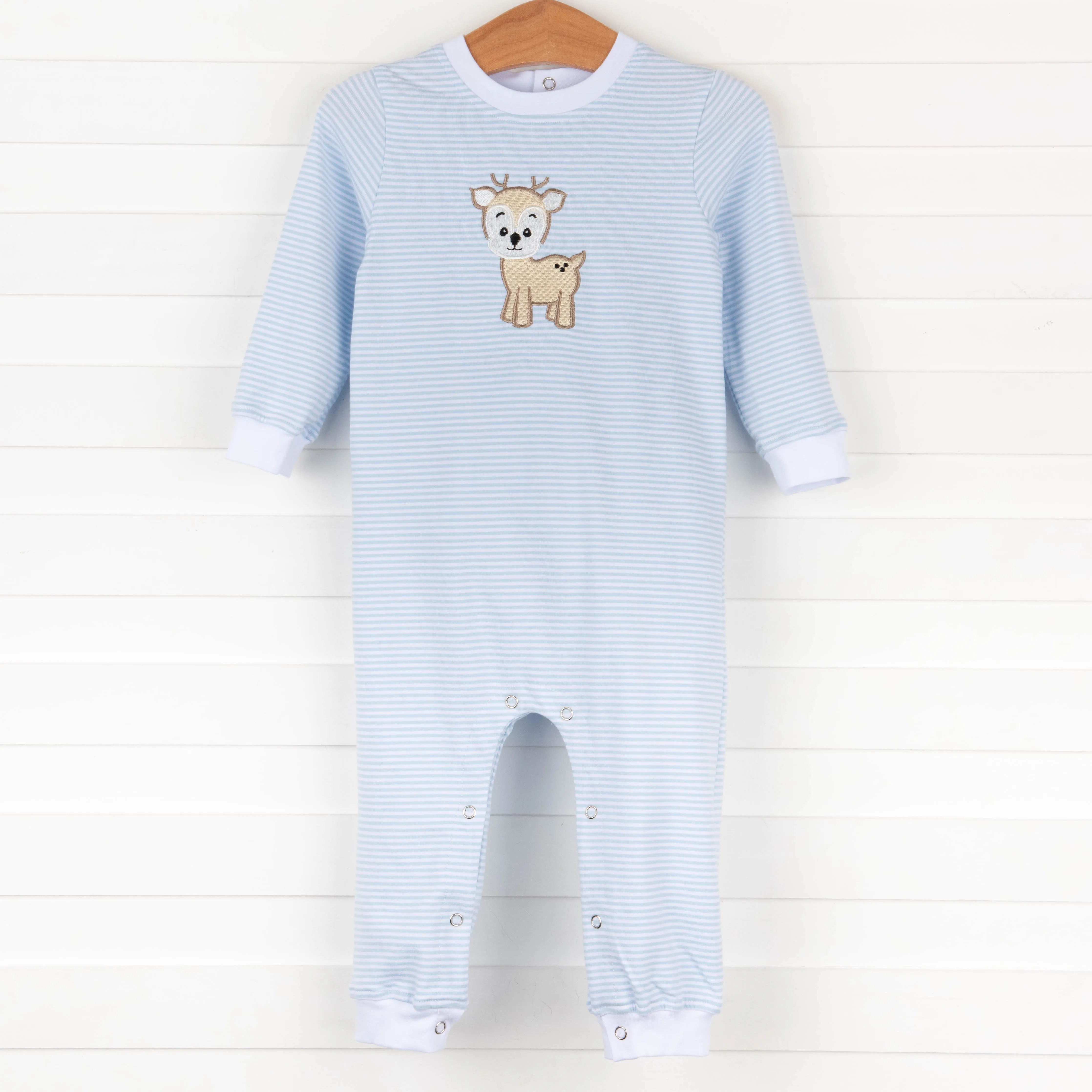 Deer Friend Applique Romper, Blue