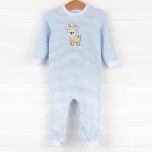 Deer Friend Applique Romper, Blue