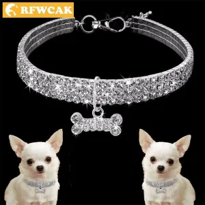 Diamond Dog Collar Leashes Pet Necklace Alloy Diamond Accessories