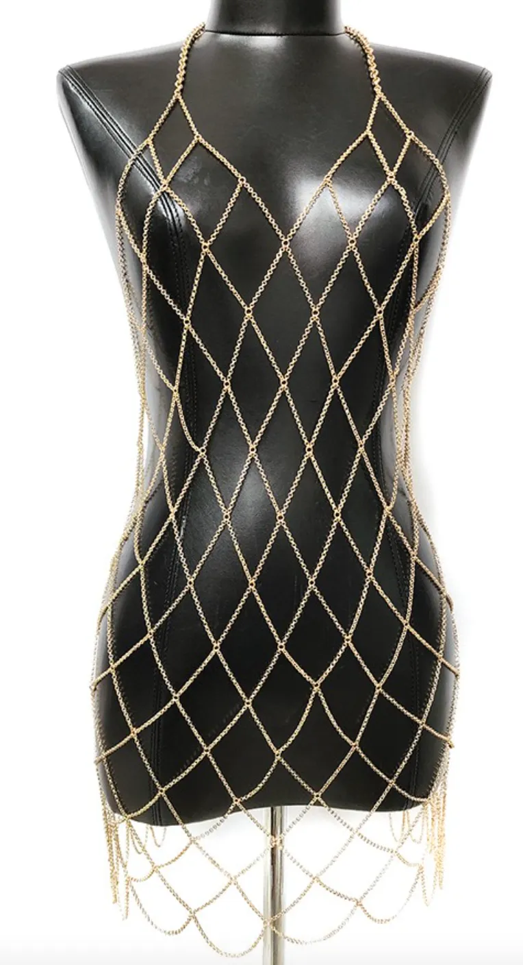 Diva Gold Fishnet Body Chain