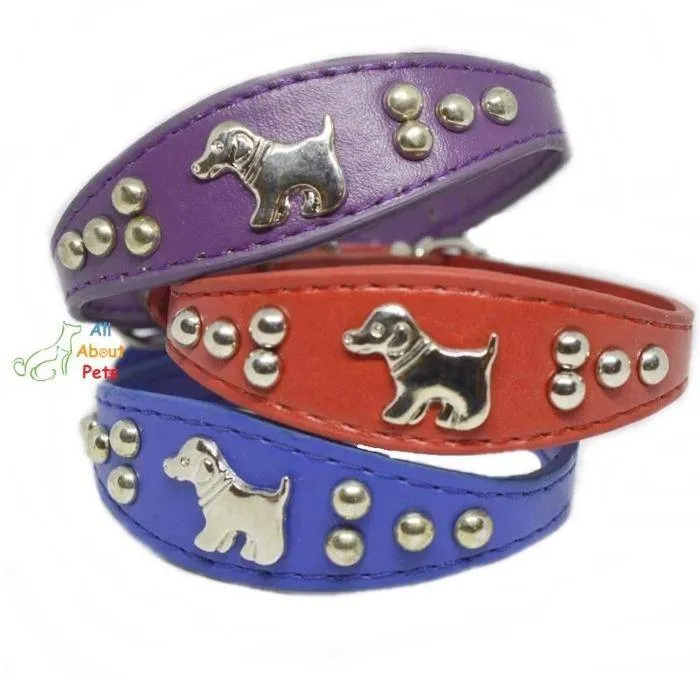 Dog Shape Studded Leather Collars