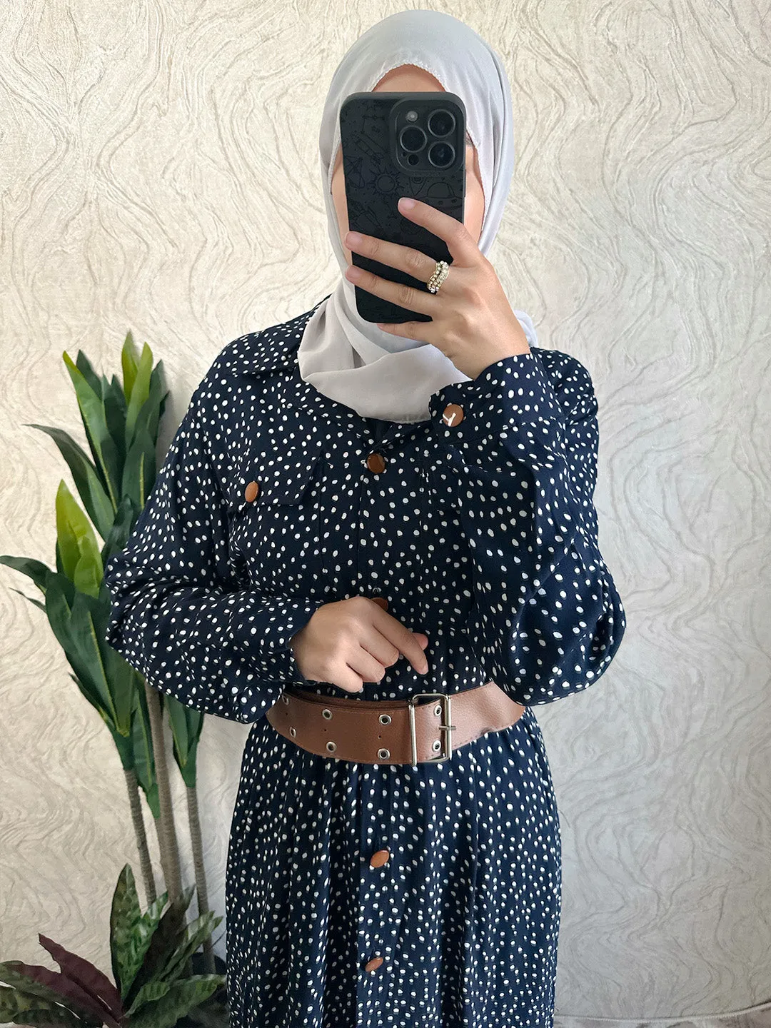 Dotted Shirt Maxi Dress