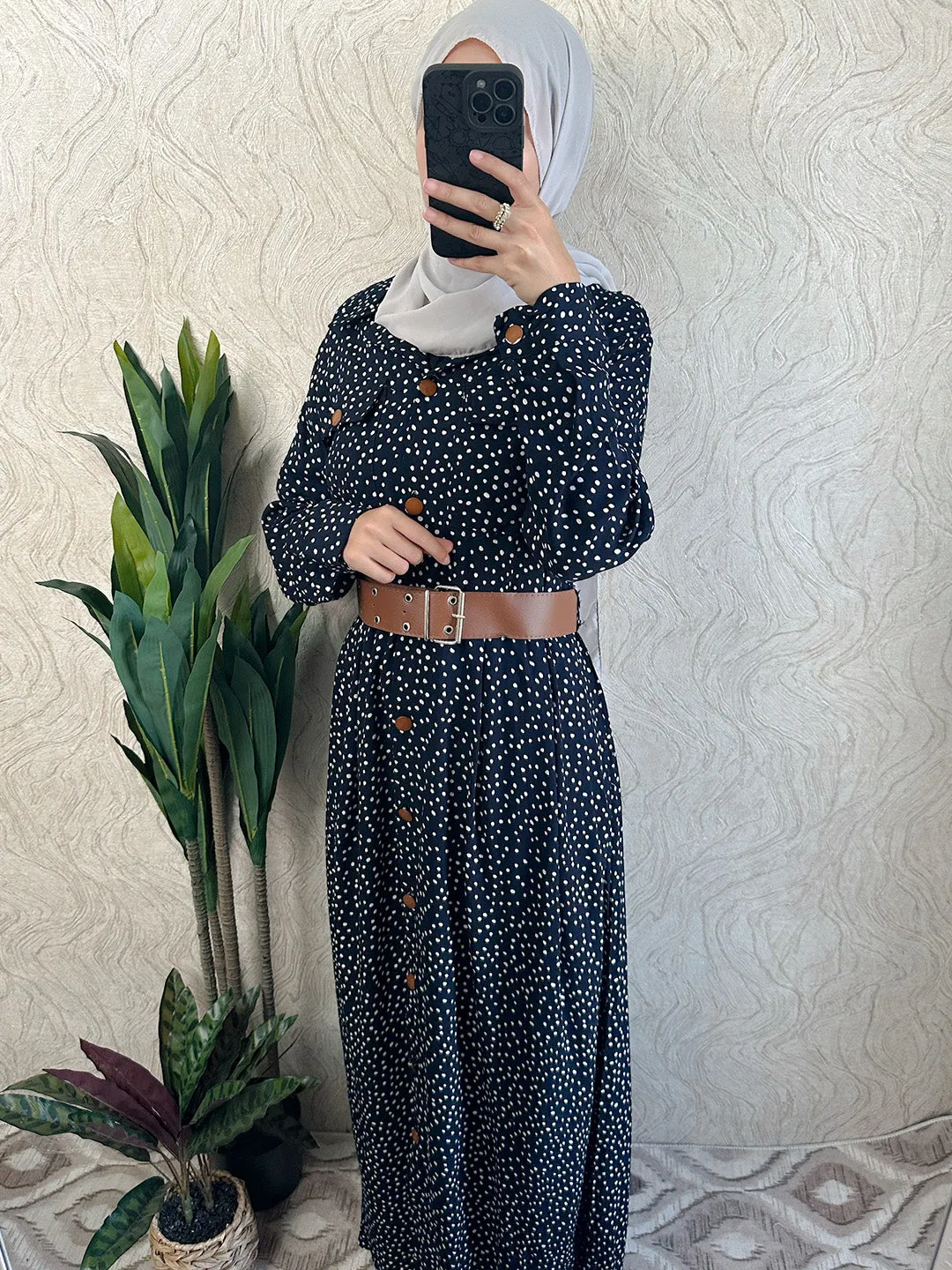 Dotted Shirt Maxi Dress