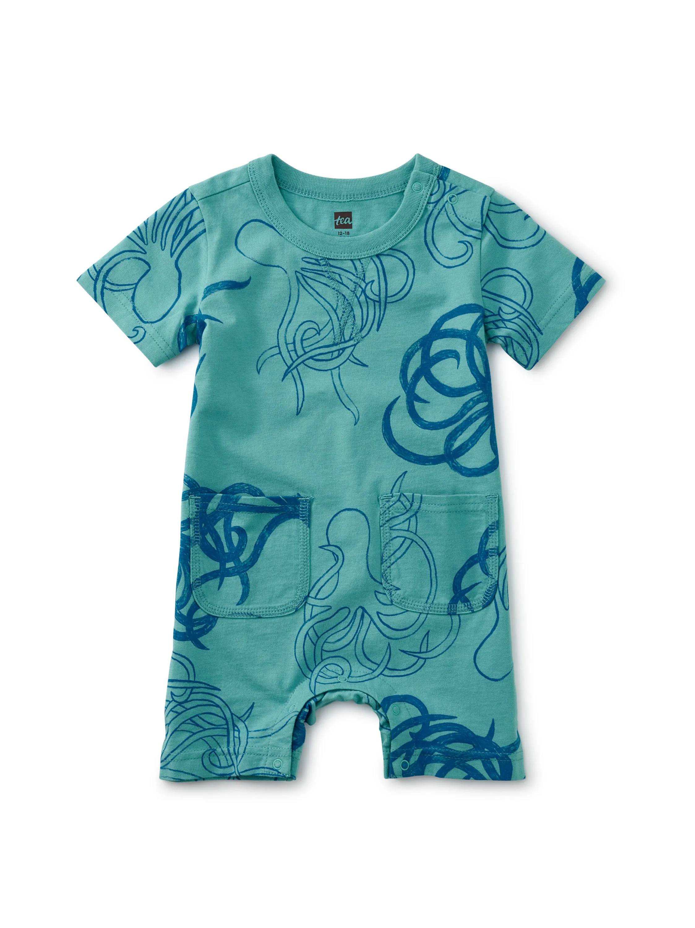 Double Pocket Romper - Sketched Octopi