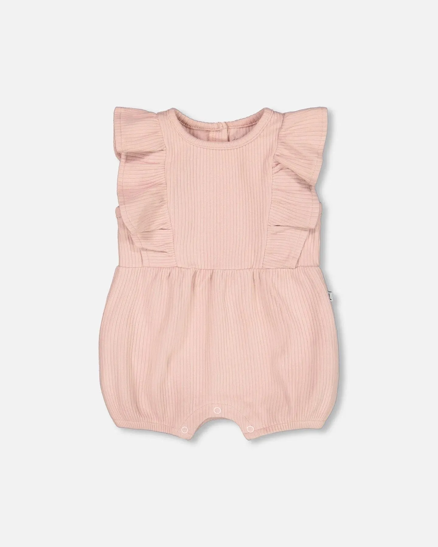 DPD Organic Cotton Ribbed Romper in Mellow Rose