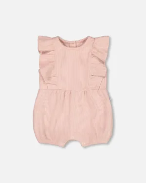 DPD Organic Cotton Ribbed Romper in Mellow Rose