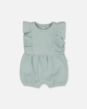 DPD Organic Cotton Ribbed Romper in Sage