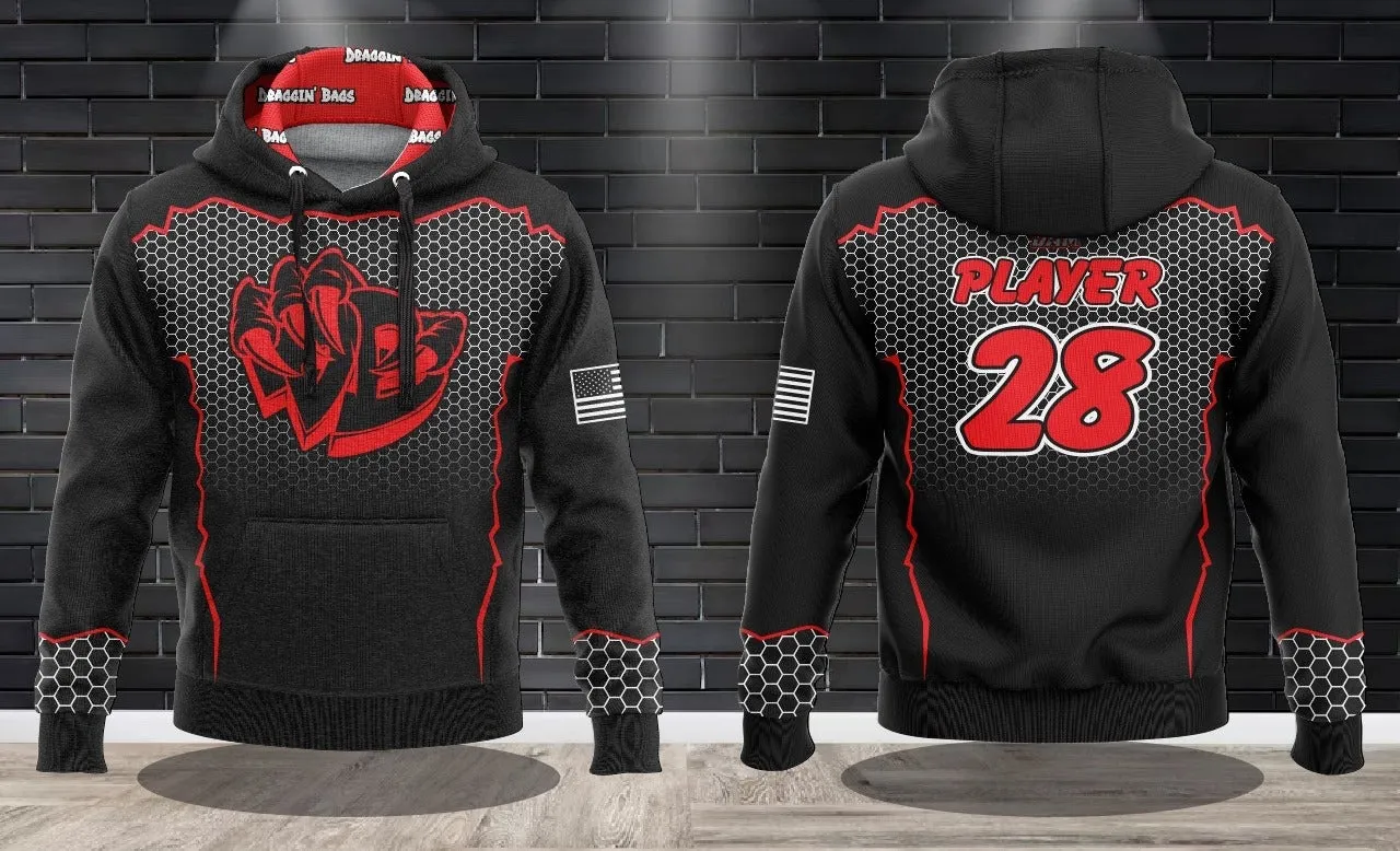 Draggin Bags Draggin Claw - Black Base Red/Black Claw Performance Hooded Sweatshirt