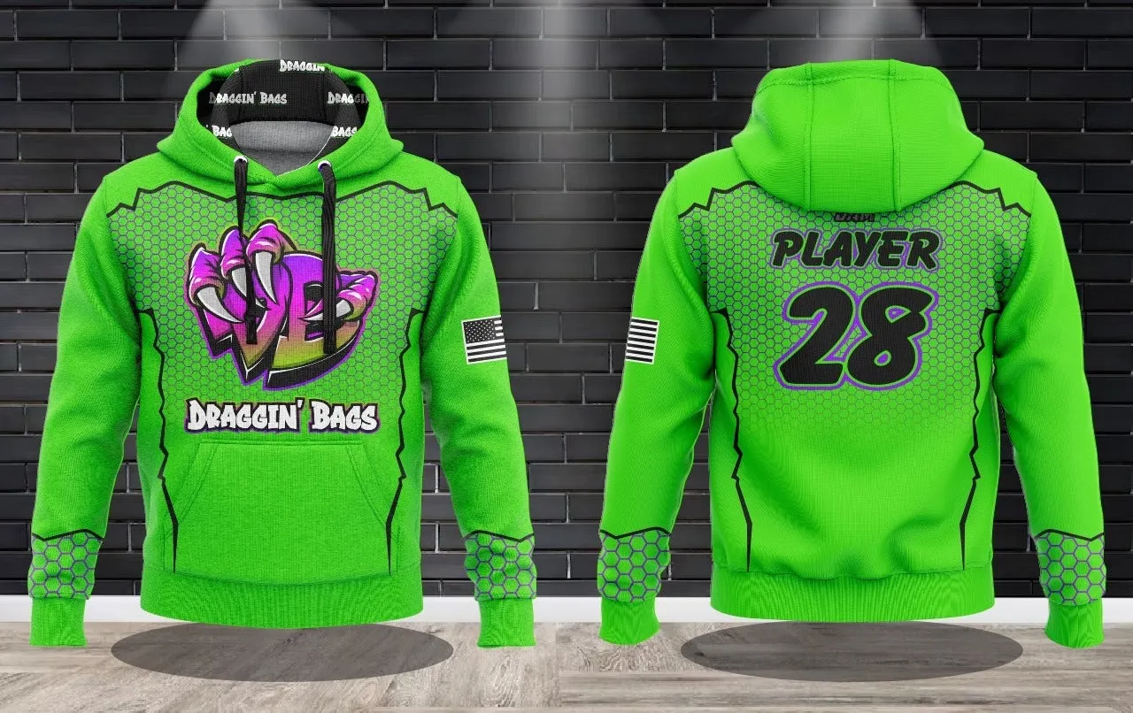 Draggin Bags Draggin Claw - Lime Base Purple/Lime Claw Performance Hooded Sweatshirt