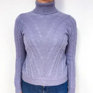 Dusky Lavender Purple Cashmere Polo Neck Jumper Small