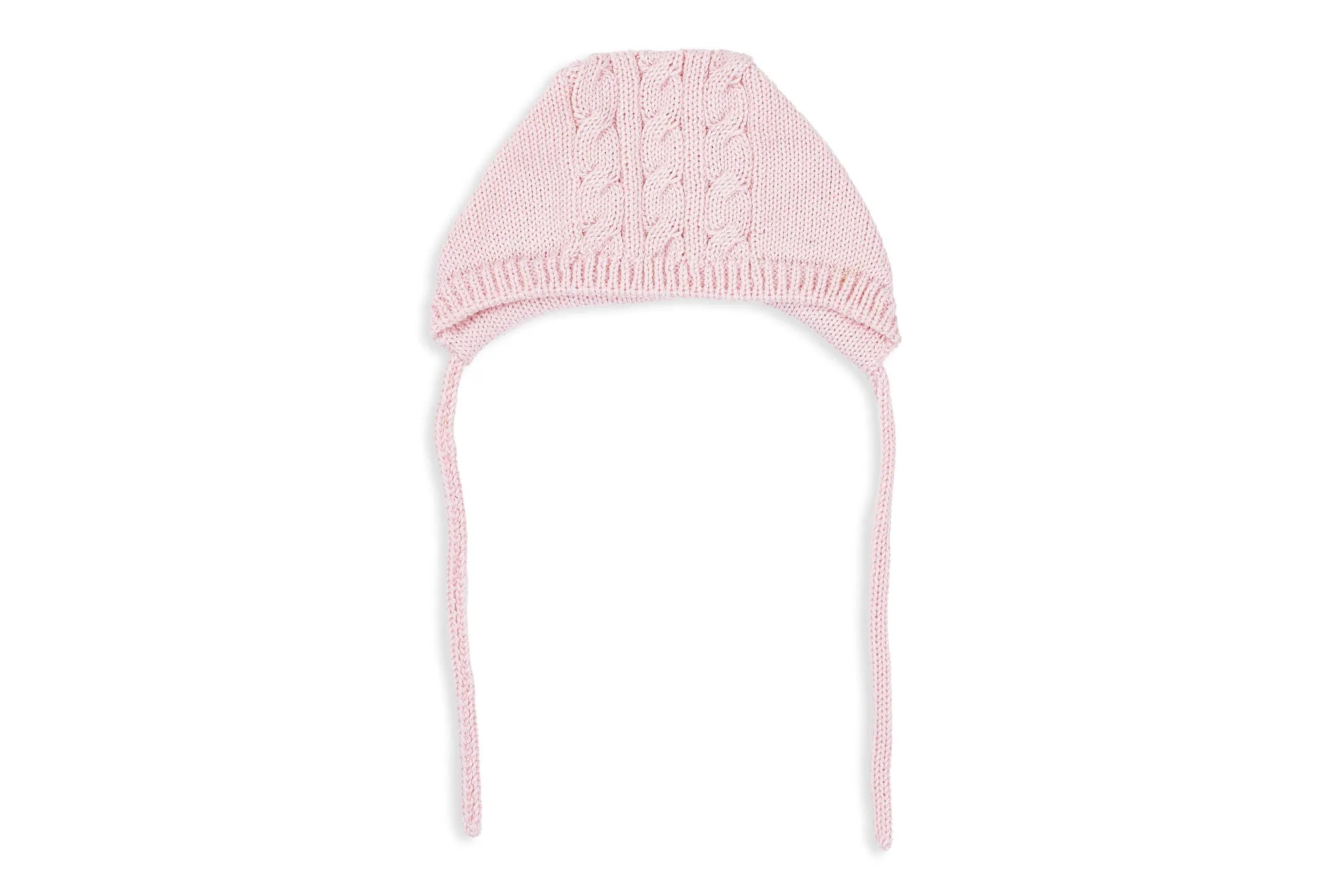 Dusty Pink Bonnet with Cableknit Detail