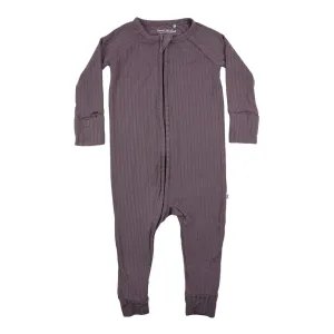 Eggplant Ribbed Zip Romper