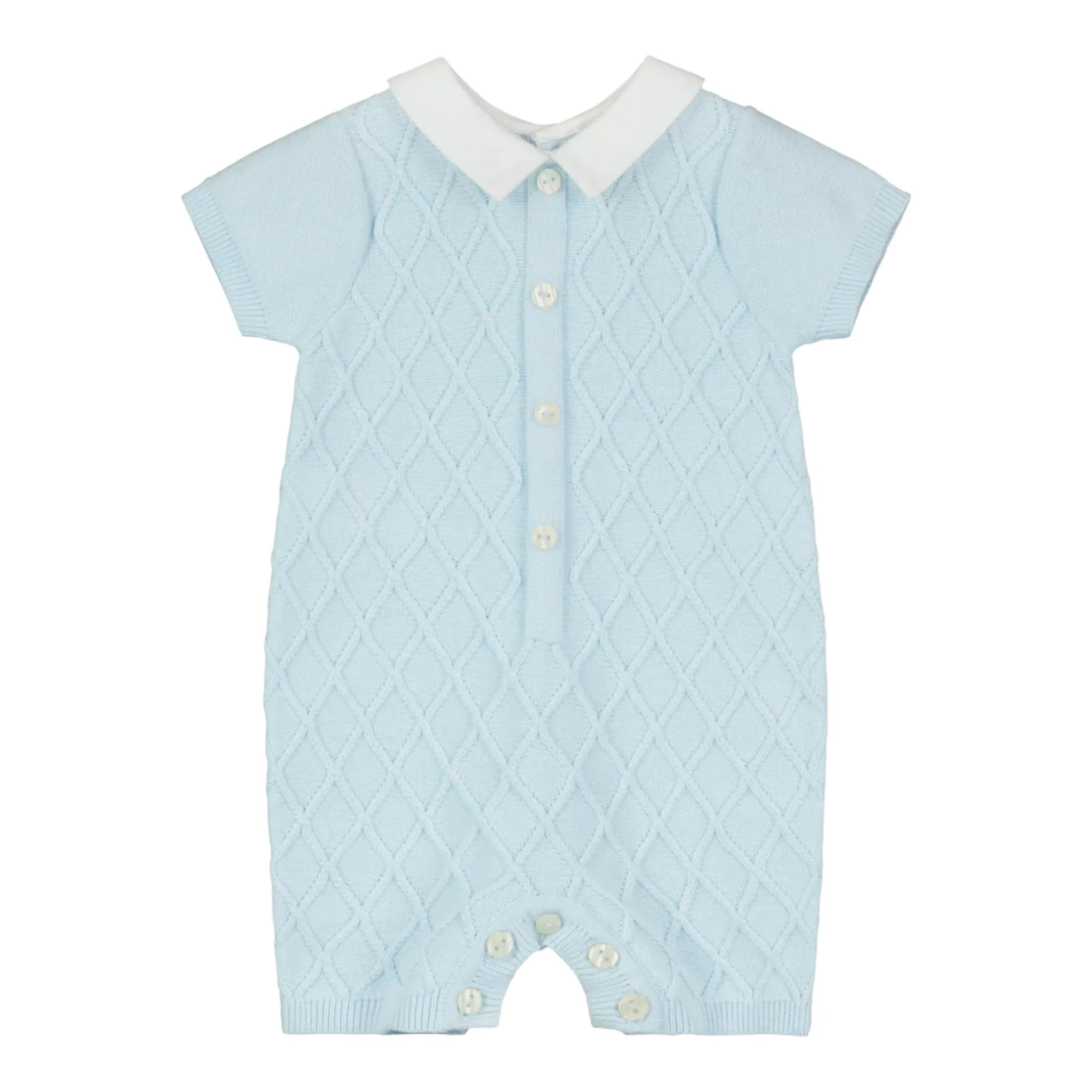 Emile et Rose - Baby Boys pale blue knit  all in one, Flynn