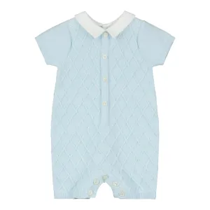 Emile et Rose - Baby Boys pale blue knit  all in one, Flynn