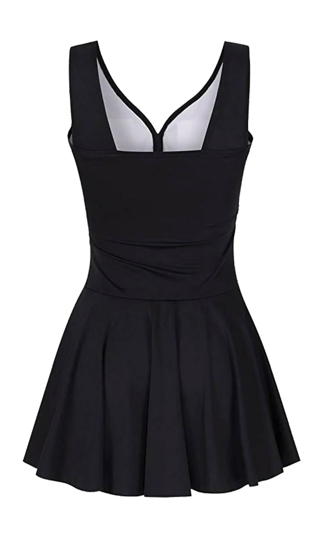 Essentials V Neck Swim Dress with Boy Shorts (Black)