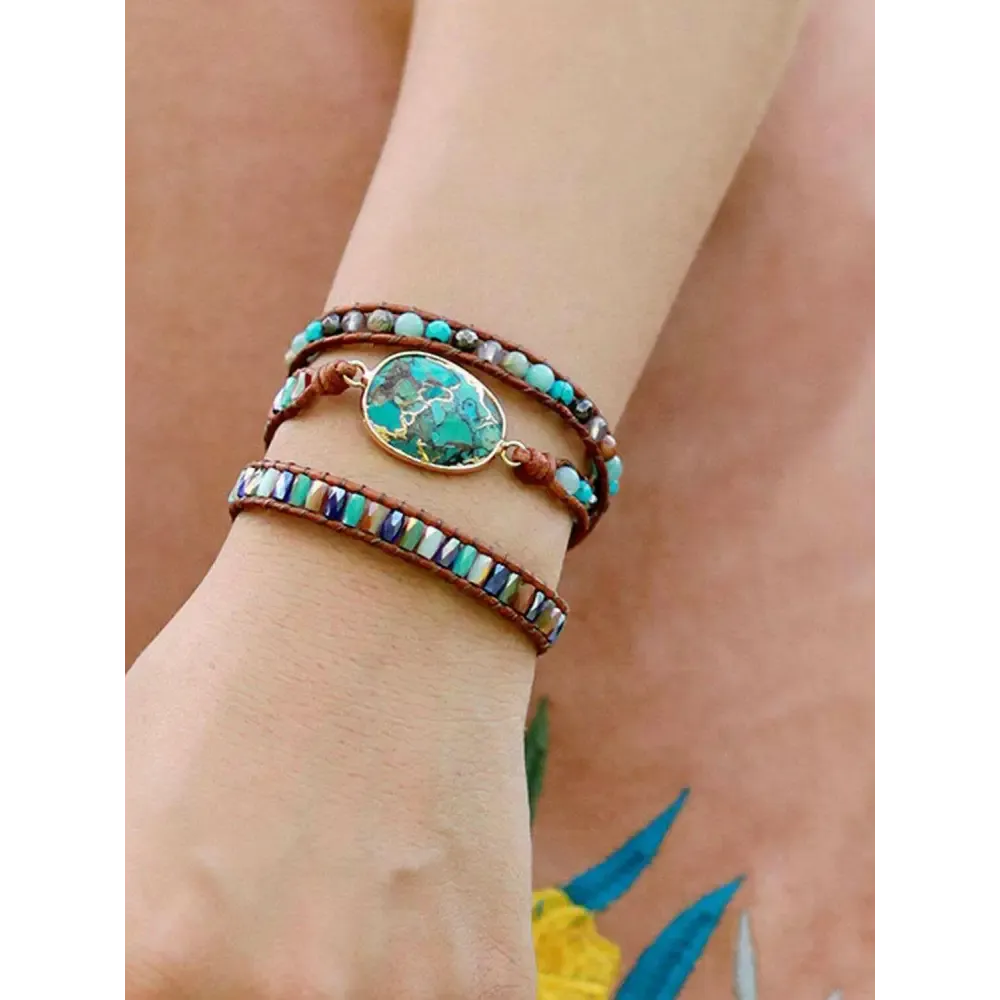 Exquisite Triple-Layer Natural Stone Bracelet for Luxury Fashion for Women