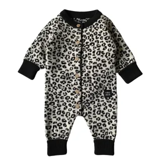 Fable & Bear - Fine knit romper, Leo leopard