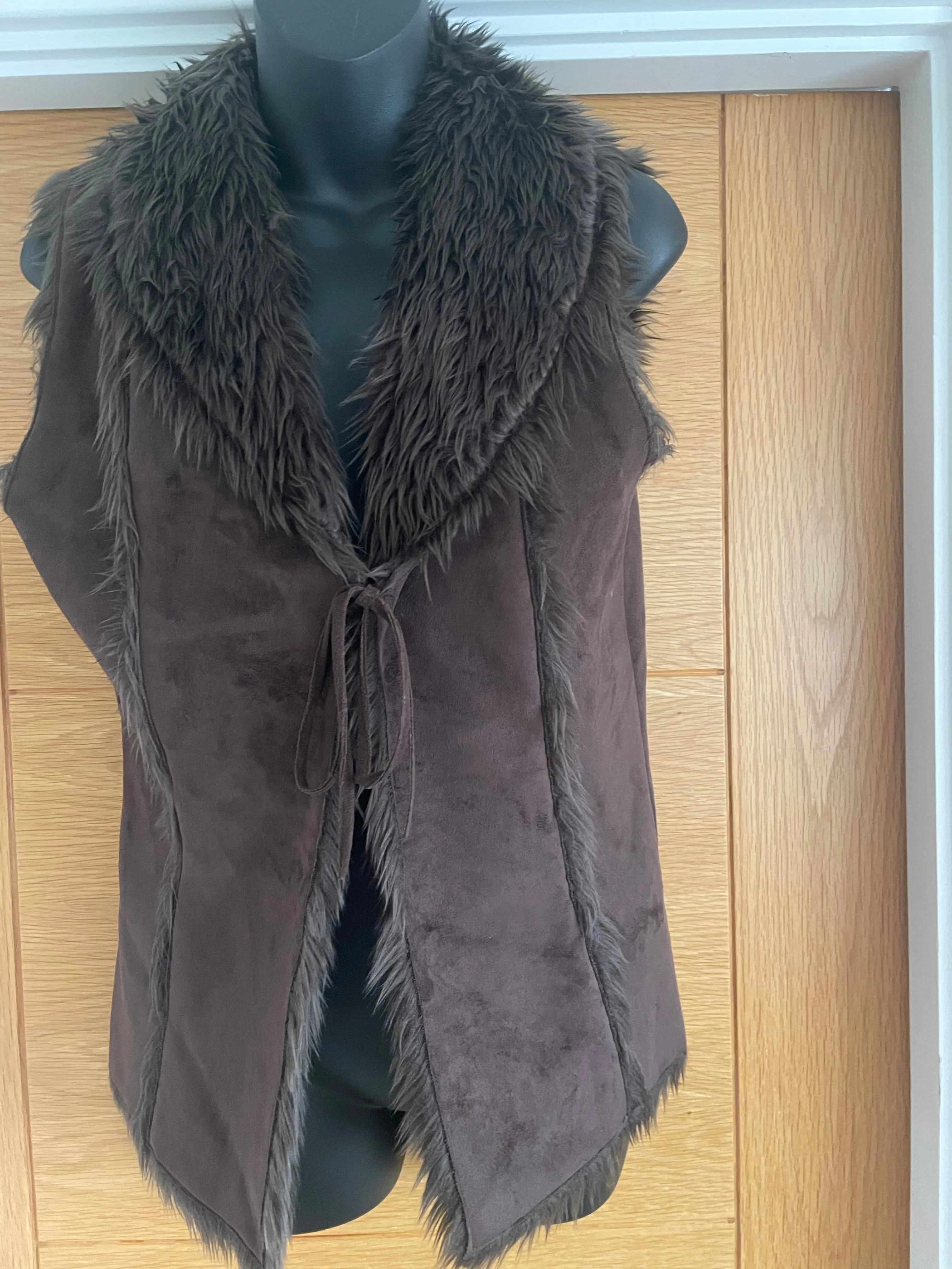 Faux Fur Chocolate Lined Gilet - Size 12