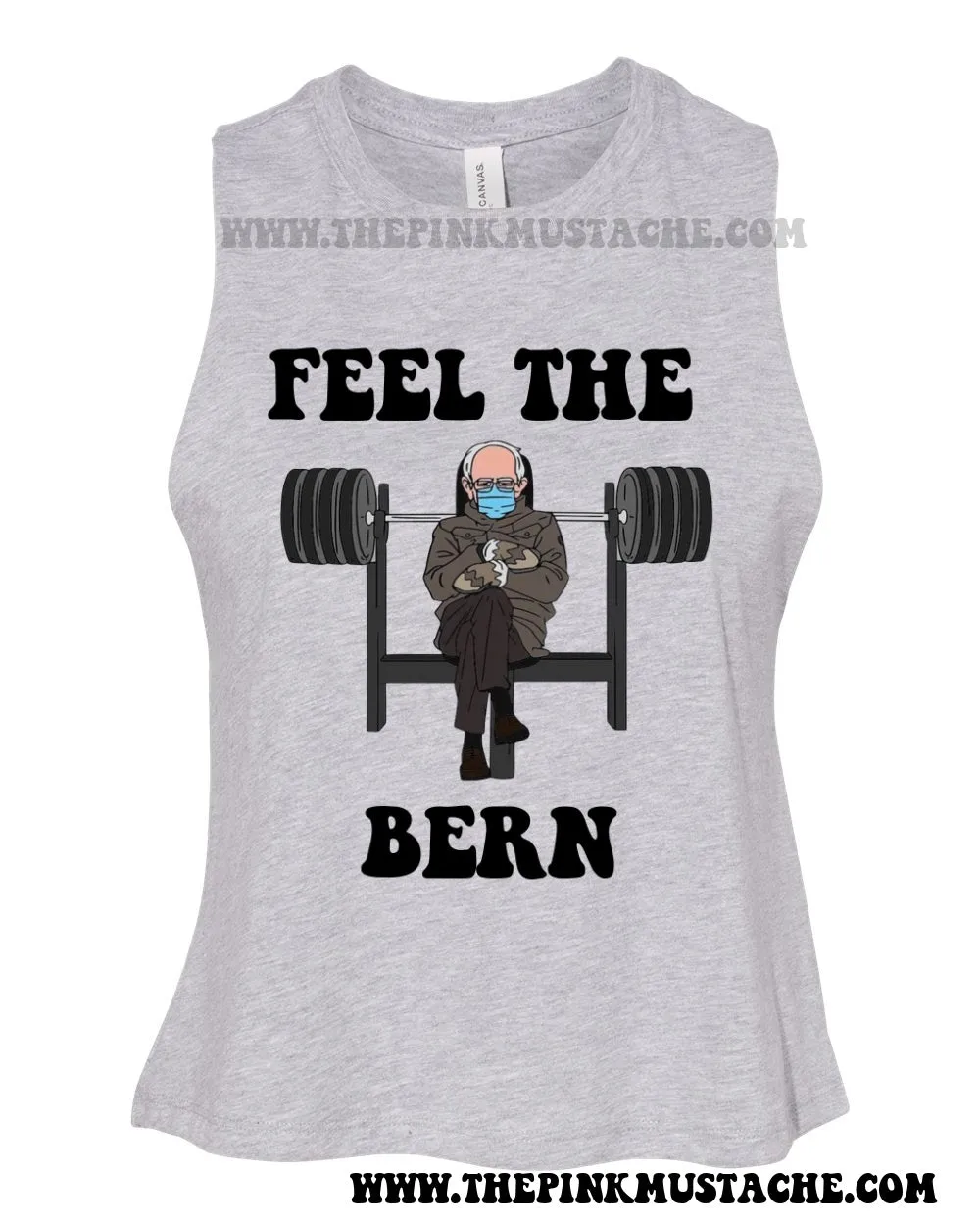 FEEL THE BERN - Funny Fitness Tank Top - CROPPED Racerback Tank -Bella Canvas