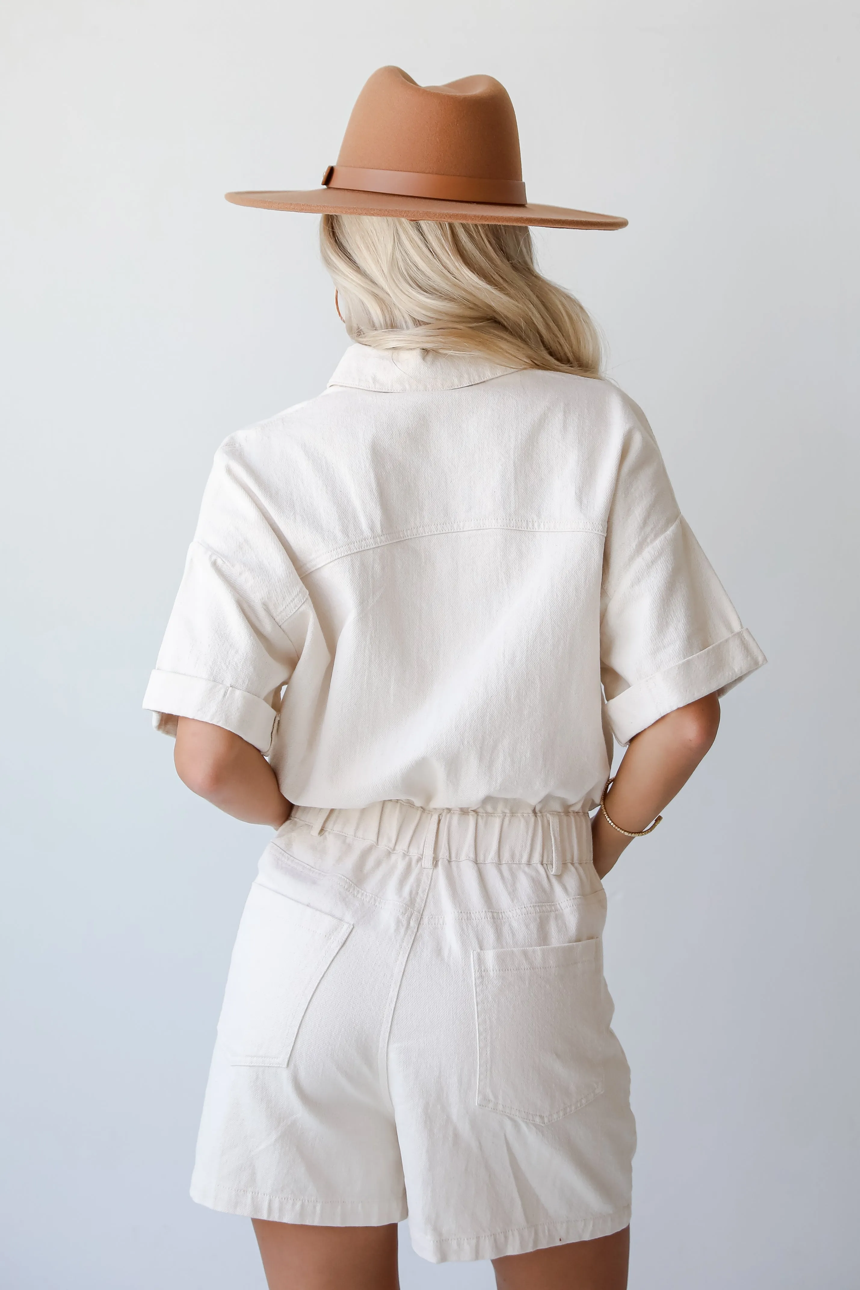 FINAL SALE - Appealing Perfection Ivory Denim Romper