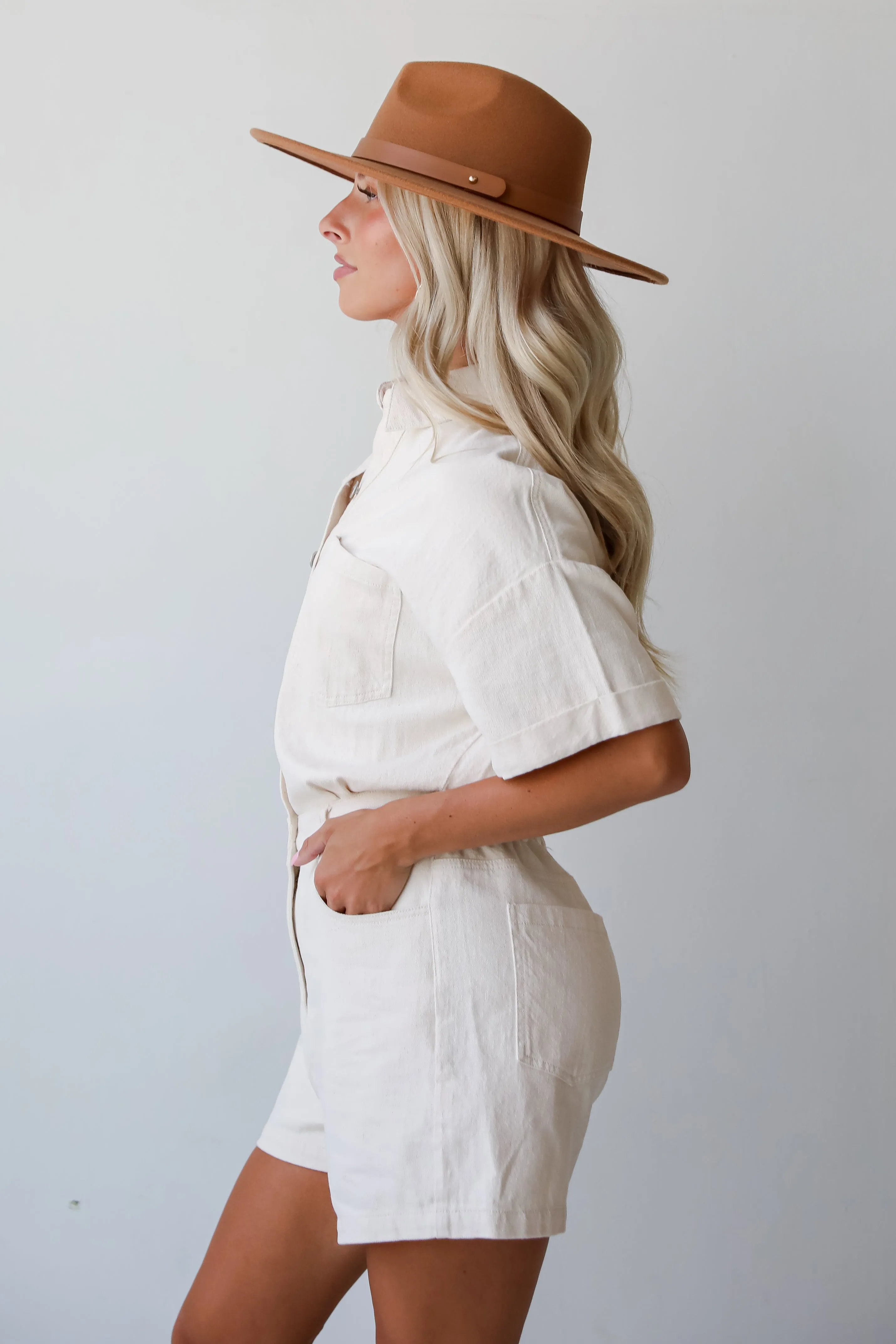 FINAL SALE - Appealing Perfection Ivory Denim Romper