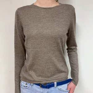 Fine Knit Brown Cashmere Crew Neck Jumper Extra Small