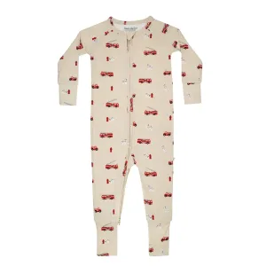 Firetrucks Zip Romper