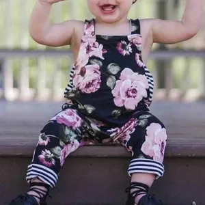 Floral Baby Girls Strap Romper