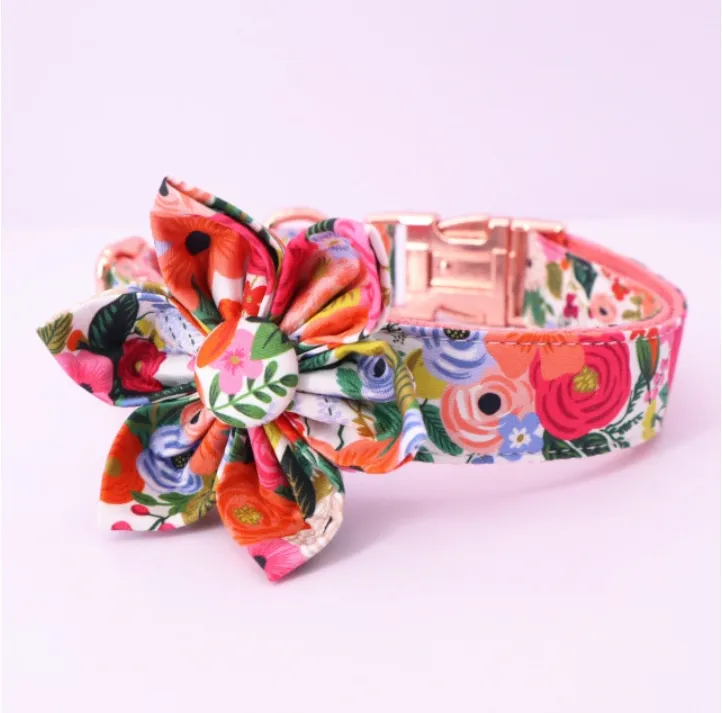 Floral Butterfly Collar Leash Set | Personalized Dog ID Collars