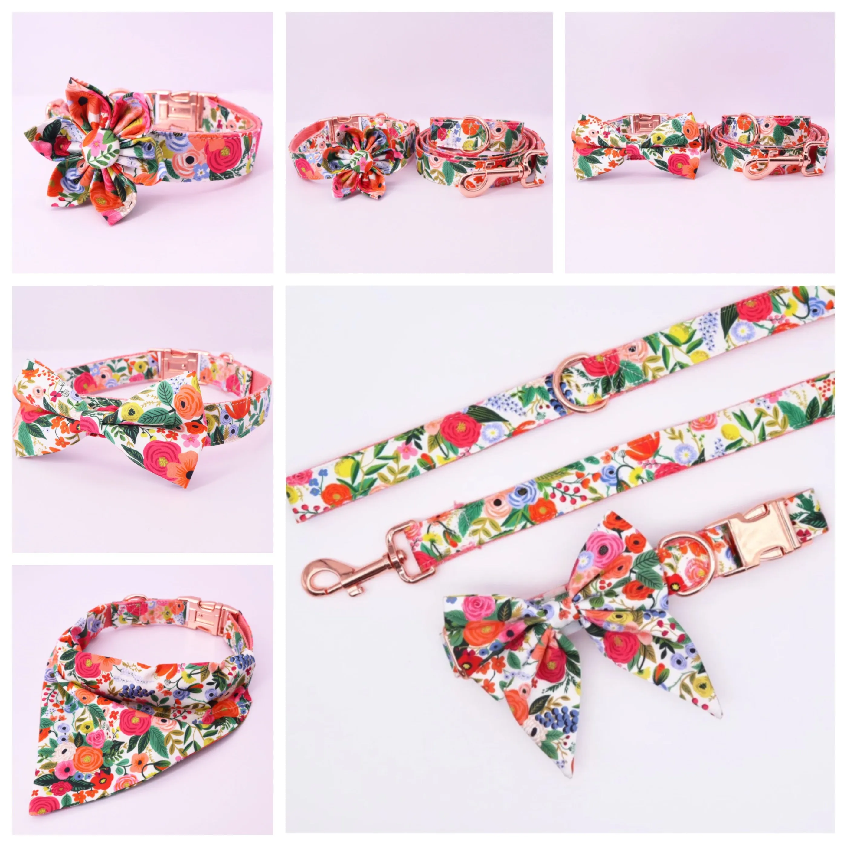 Floral Butterfly Collar Leash Set | Personalized Dog ID Collars