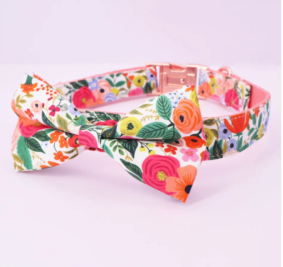 Floral Butterfly Collar Leash Set | Personalized Dog ID Collars