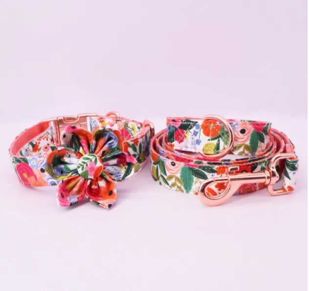 Floral Butterfly Collar Leash Set | Personalized Dog ID Collars