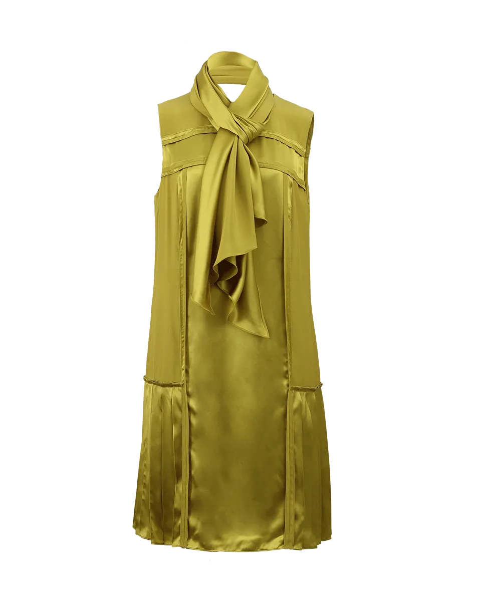 Fluid Satin Pleated Shift Dress