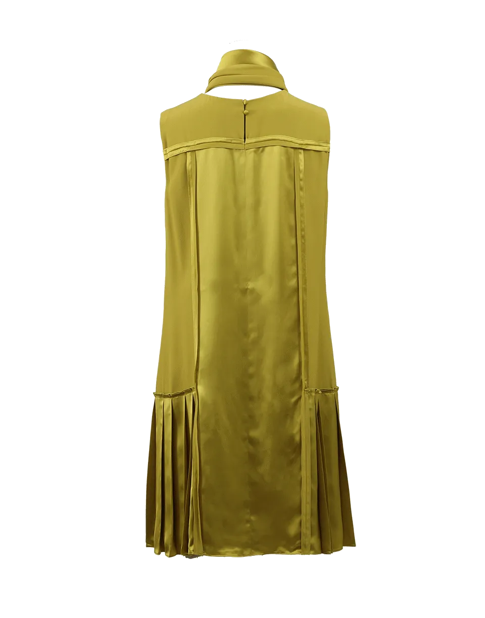 Fluid Satin Pleated Shift Dress