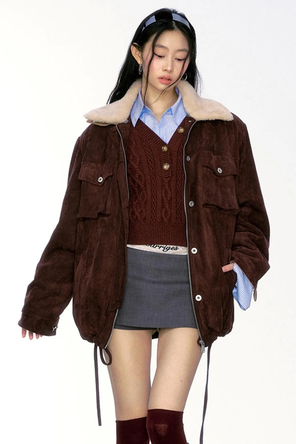 Fur Collar Suede Thick Jacket