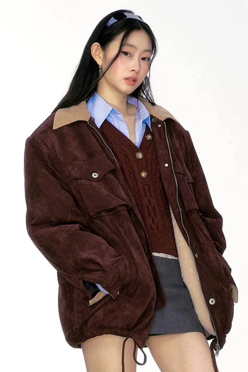 Fur Collar Suede Thick Jacket