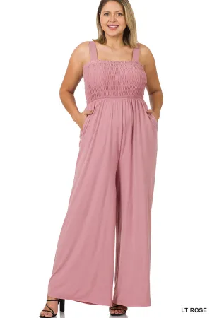 Gallery Smocked Maxi Romper in Rose