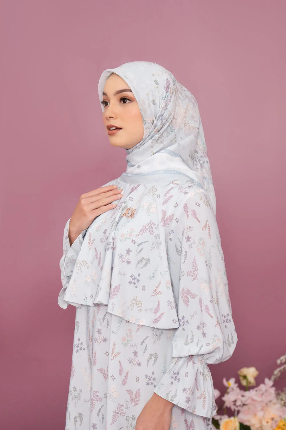 Gardenia Dress & Scarf Set Ashy Blue