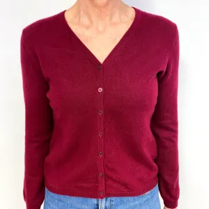 Garnet Red Cashmere V-Neck Cardigan Medium